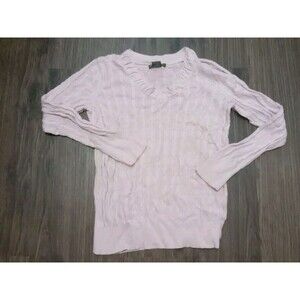 Eddie Bauer Sweater Womens Size XL Long Sleeve Pink Pullover Cable Knit